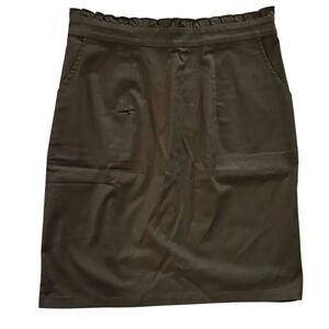 Allegra K Paper Bag Elastic Waist Side Pockets Pencil Skirt Olive Green Large